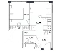 2-комн.апарт., 33 м², этаж 24