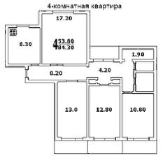 4-комн.кв., 84 м², этаж 5