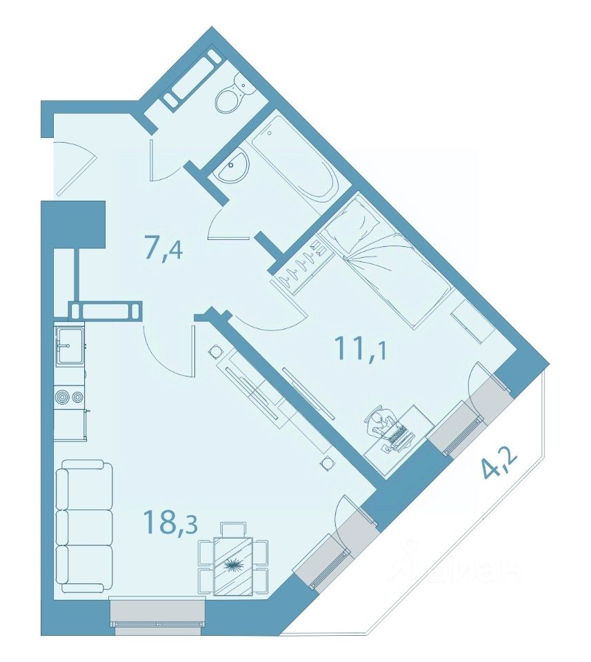 Продается2-комн.квартира,40,54м²