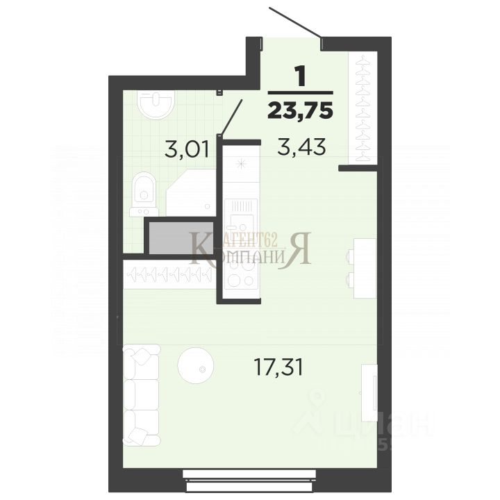 ПродаетсяСтудия,23,75м²