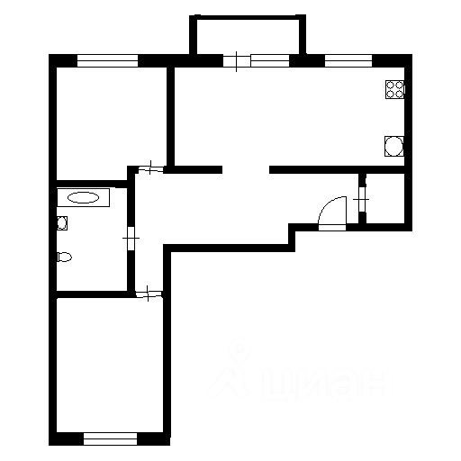 Планировка этой квартиры по данным Циан