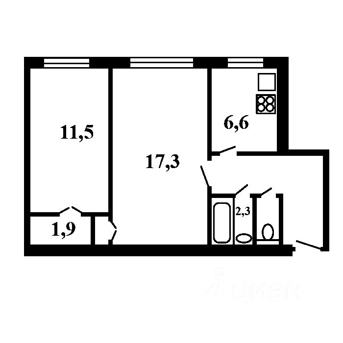 Планировка этой квартиры по данным Циан