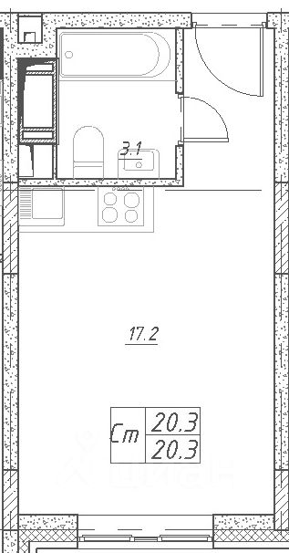 ПродаетсяСтудия,20,3м²