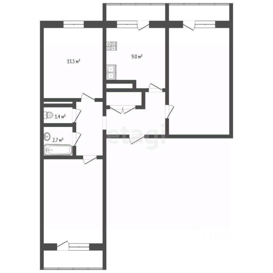 Продается3-комн.квартира,77,5м²