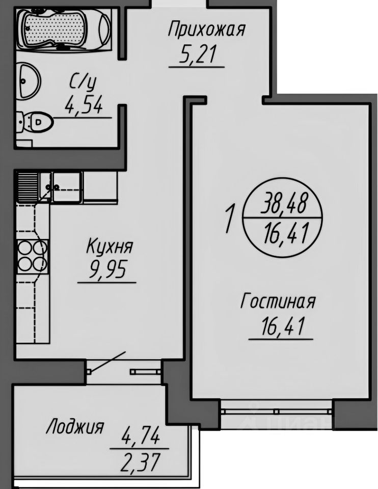 Планировка этой квартиры по данным Циан