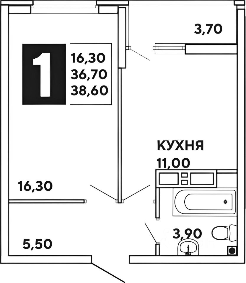 Планировка этой квартиры по данным Циан