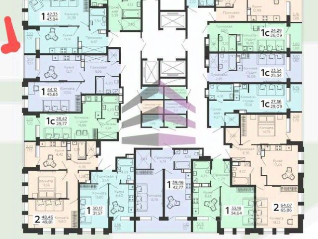 1-комн., 43,8 м², 7/21 этаж
