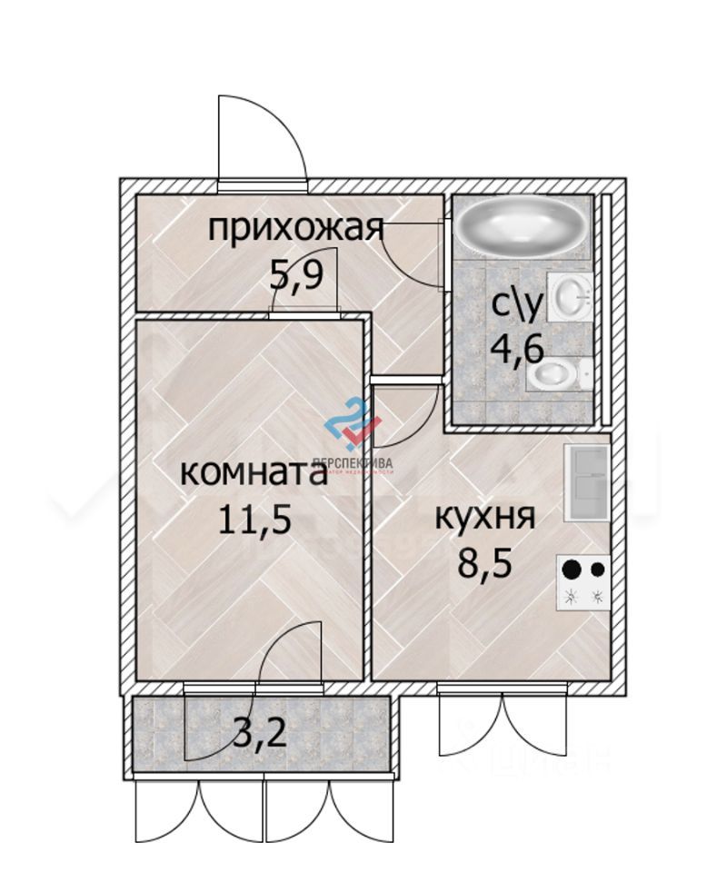 Планировка этой квартиры по данным Циан