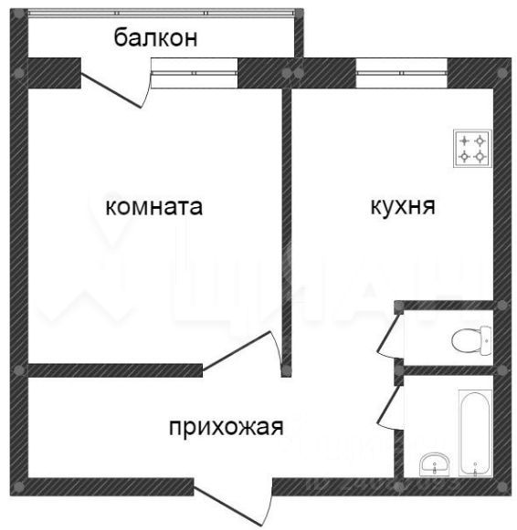 Планировка этой квартиры по данным Циан