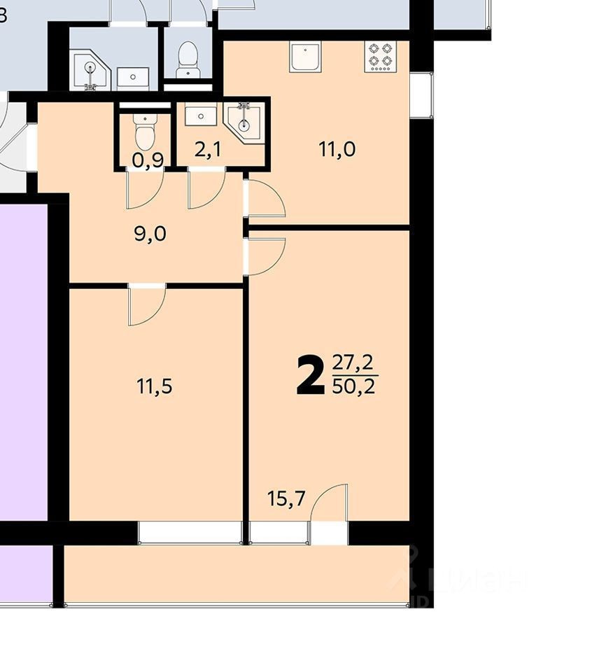 Продается2-комн.квартира,50м²