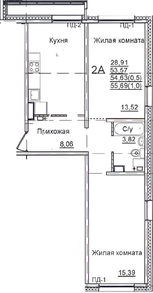 Планировка этой квартиры по данным Циан