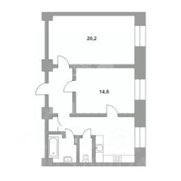 2-комн.кв., 56 м², этаж 6