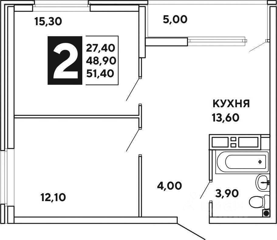 Планировка этой квартиры по данным Циан