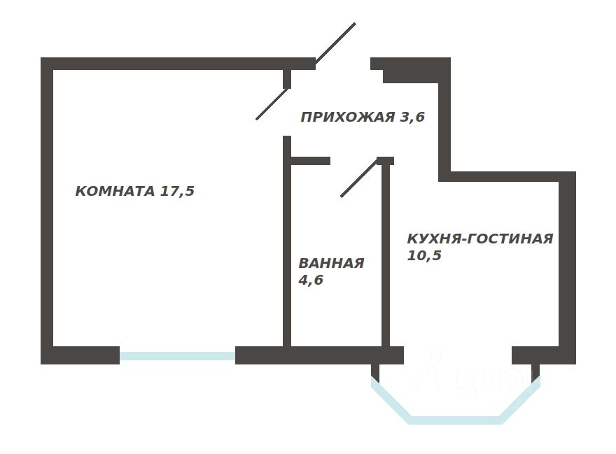 Планировка этой квартиры по данным Циан