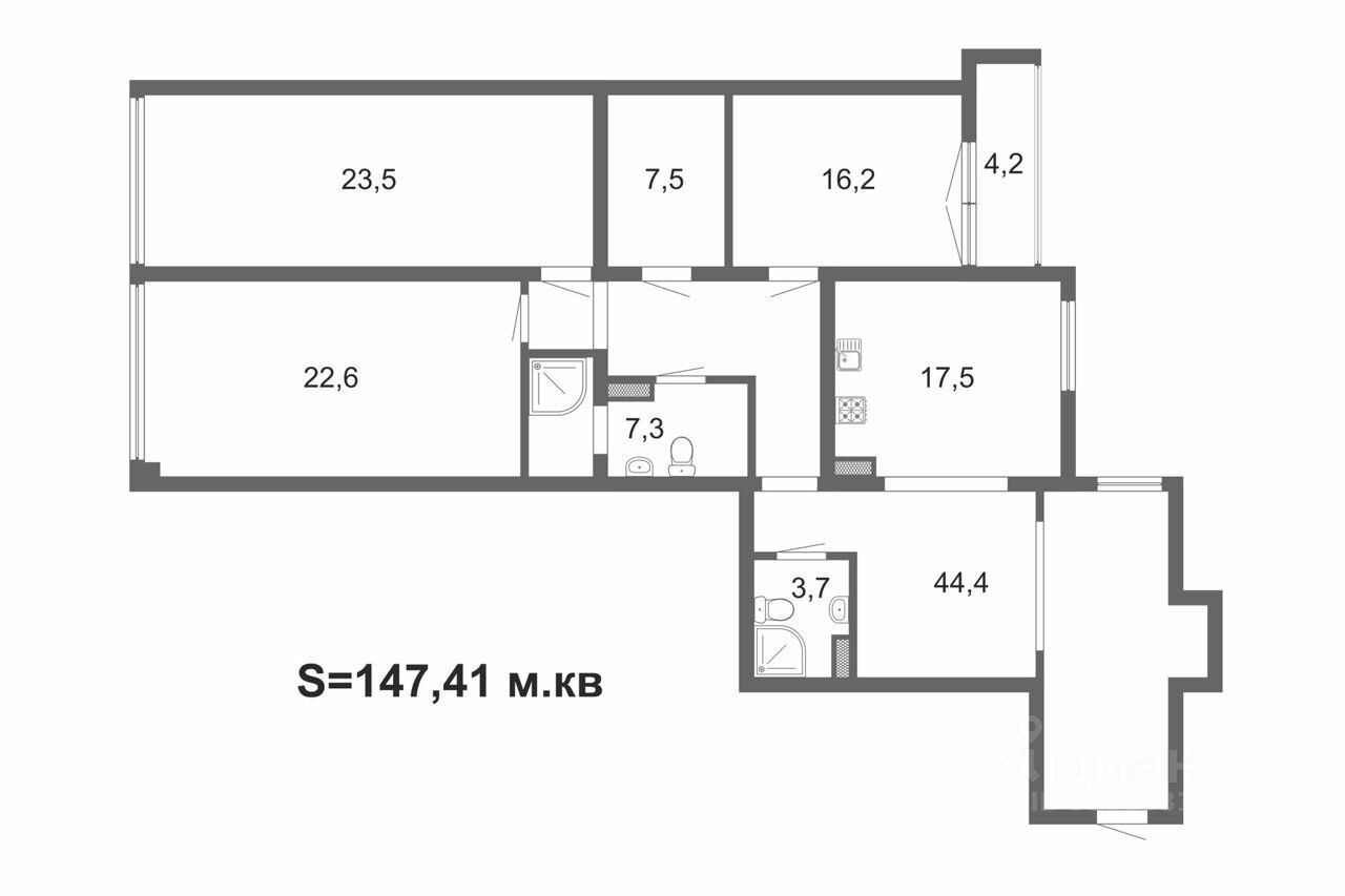 Продается3-комн.квартира,147м²