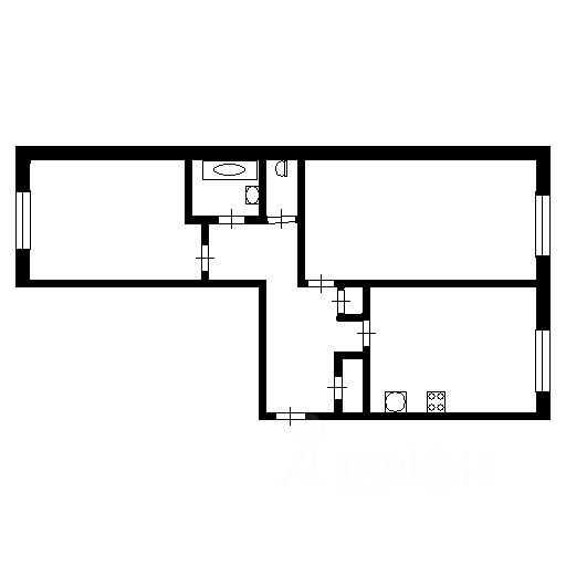 Планировка этой квартиры по данным Циан