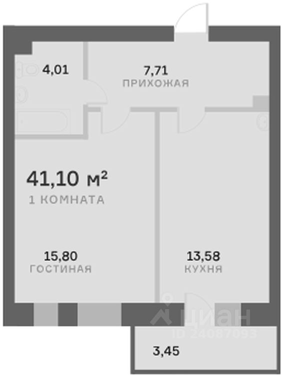 Планировка этой квартиры по данным Циан