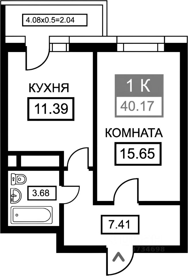 Планировка этой квартиры по данным Циан