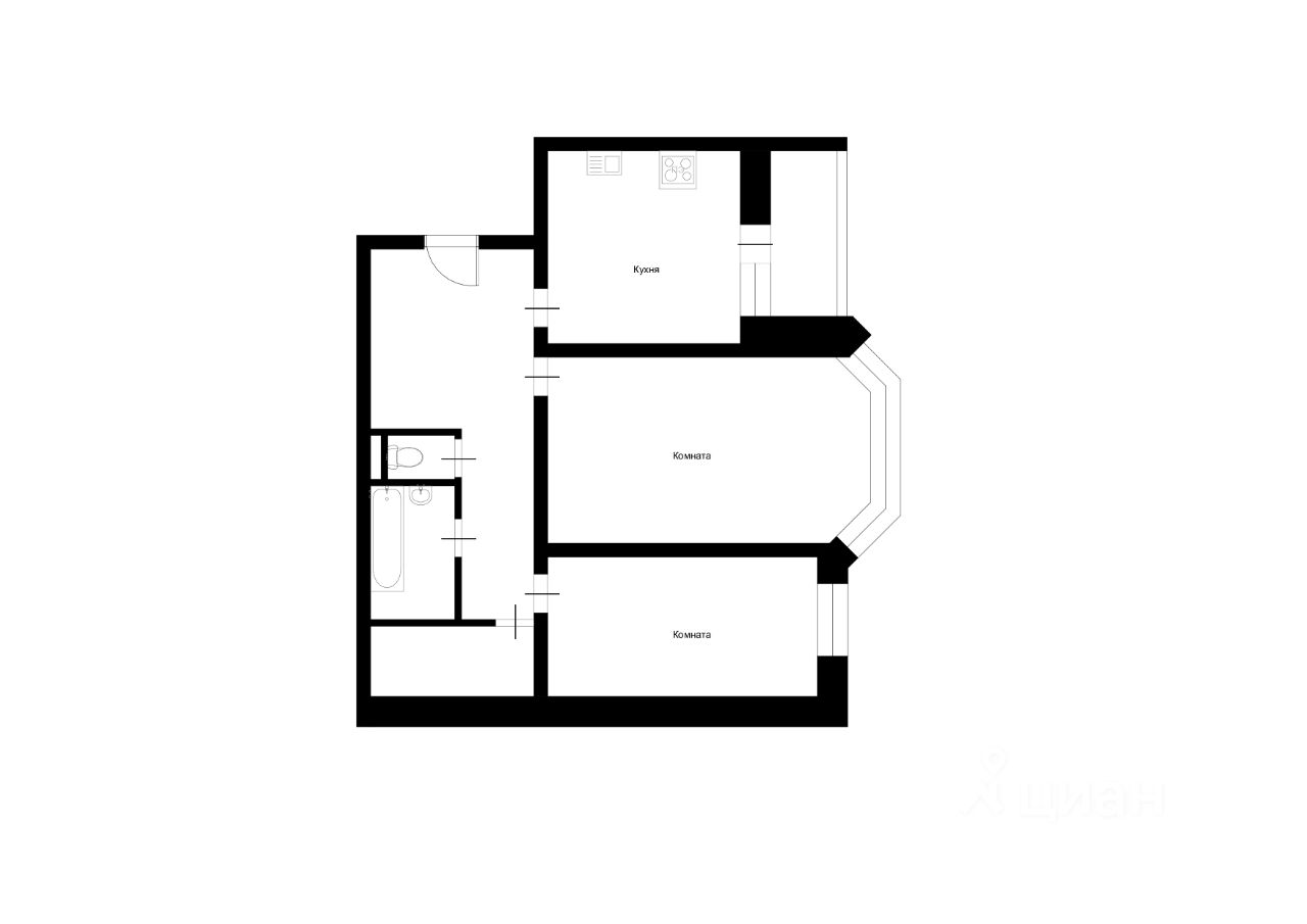 Планировка этой квартиры по данным Циан