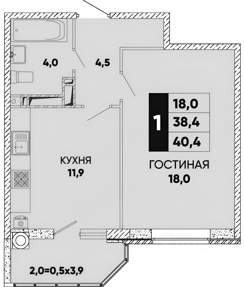 Планировка этой квартиры по данным Циан