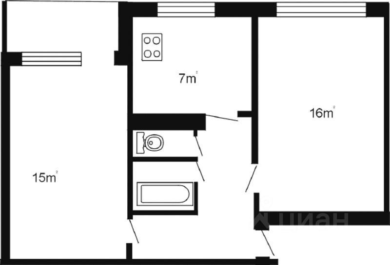 Планировка этой квартиры по данным Циан