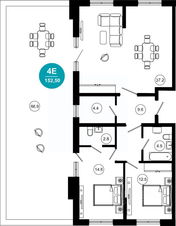 Продается3-комн.апартаменты,152,5м²