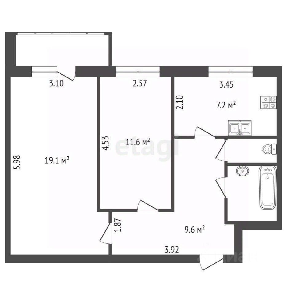 Продается2-комн.квартира,50м²