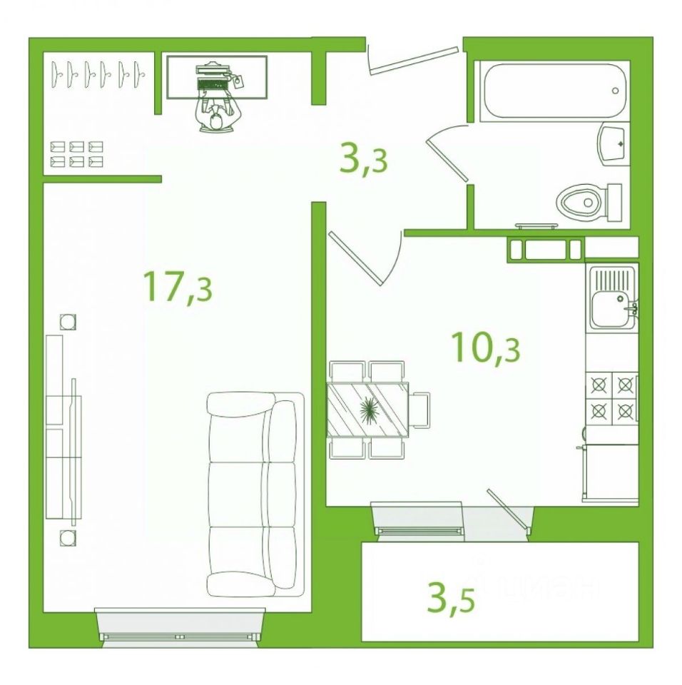 Продается1-комн.квартира,38,5м²