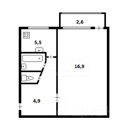 Планировка этой квартиры по данным Циан