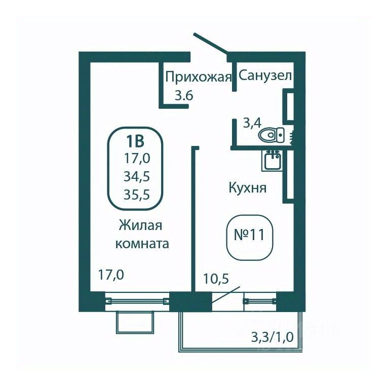 Продается1-комн.квартира,35,5м²