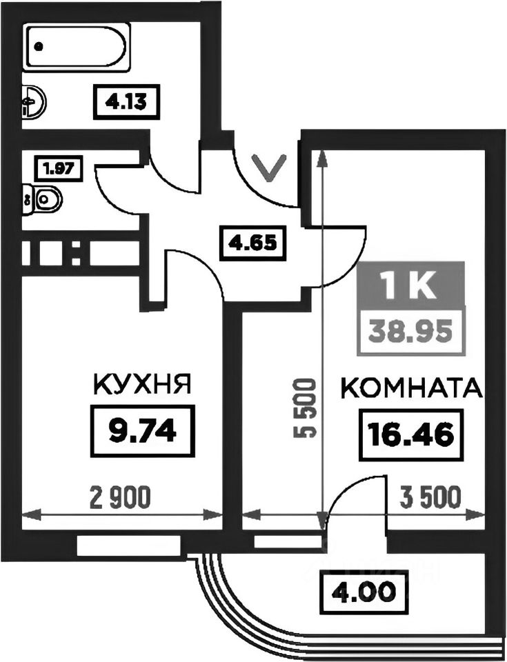 Планировка этой квартиры по данным Циан