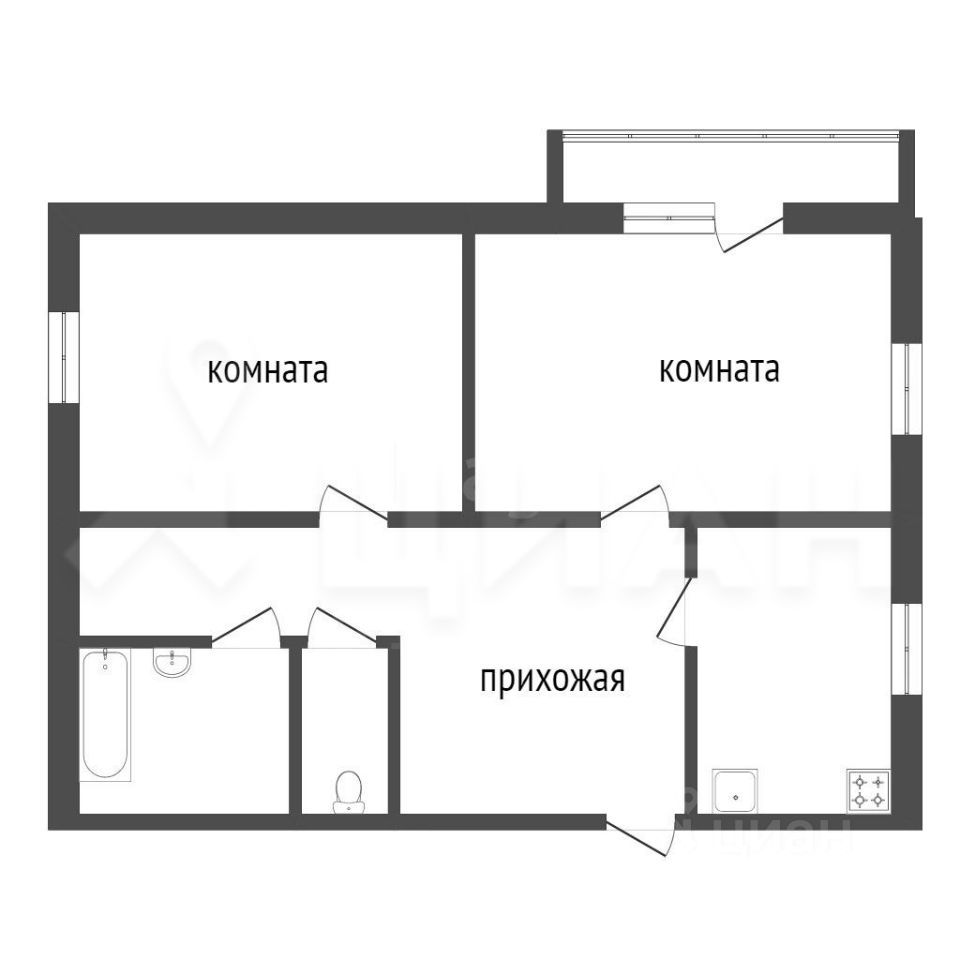 Планировка этой квартиры по данным Циан