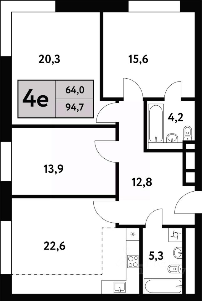 Продается4-комн.квартира,94,7м²