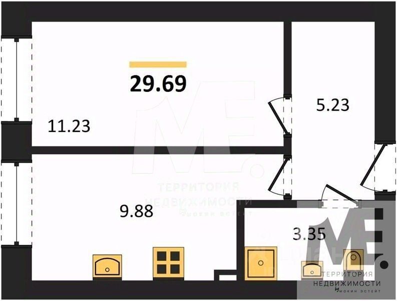 Продается1-комн.квартира,29,69м²