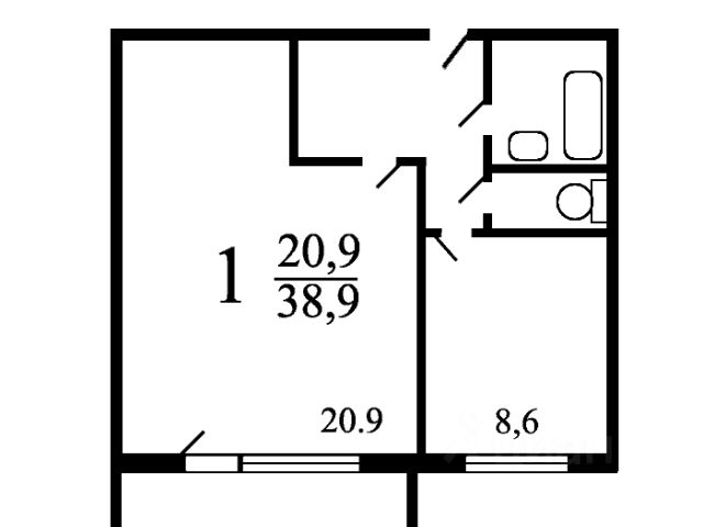 1-комн., 38 м², 4/17 этаж