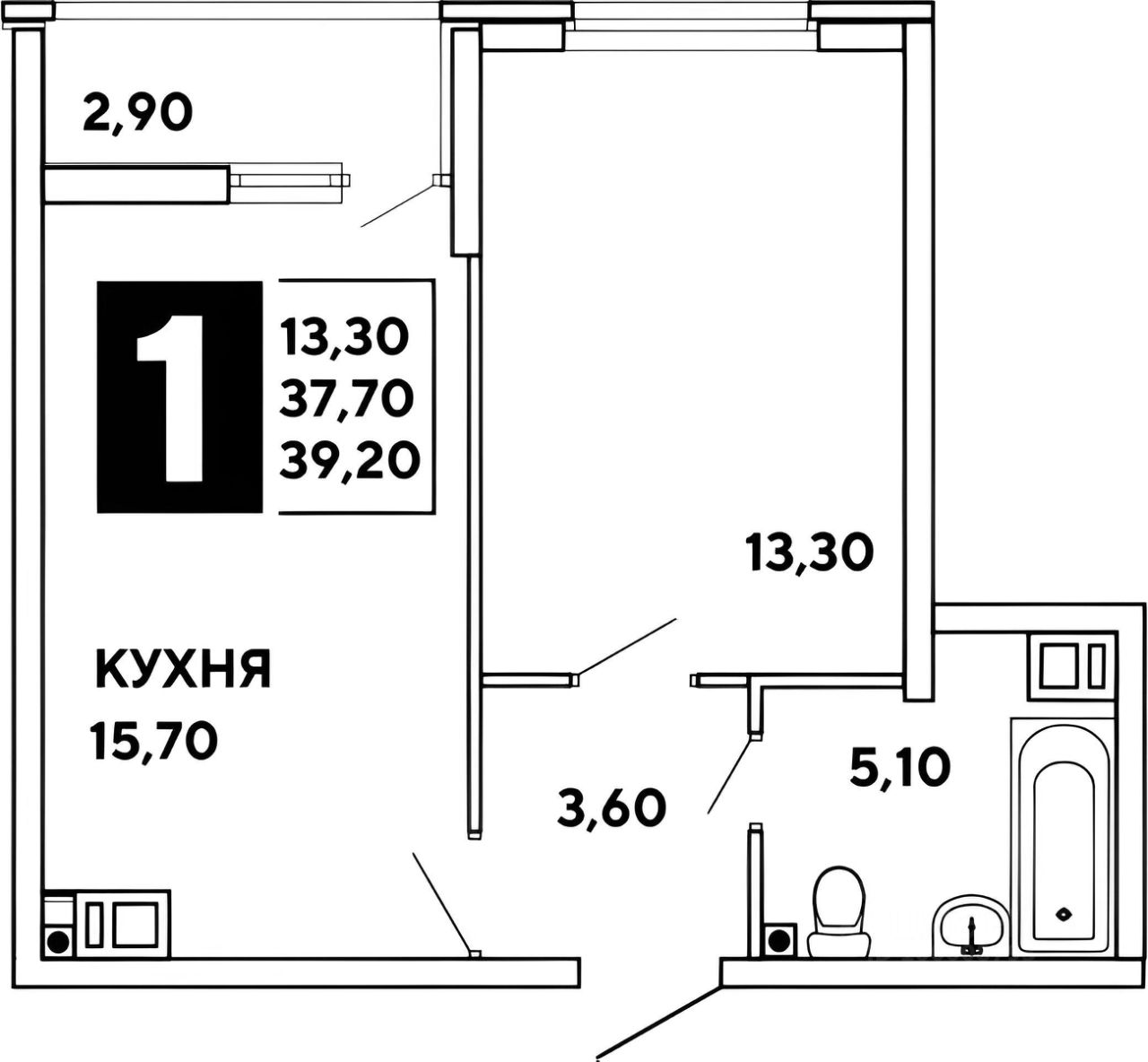 Планировка этой квартиры по данным Циан
