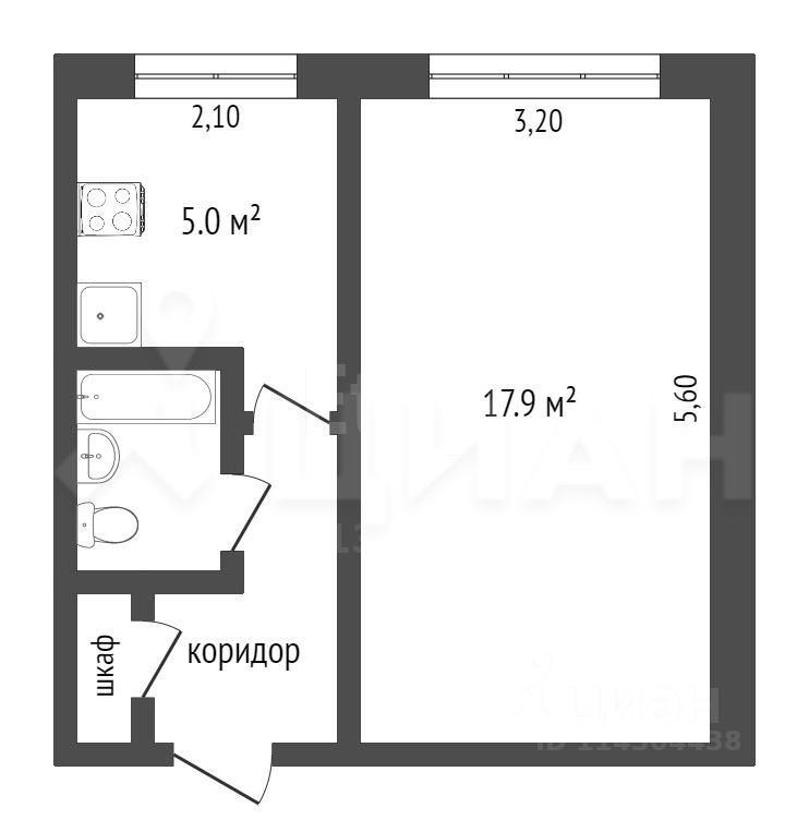 Планировка этой квартиры по данным Циан