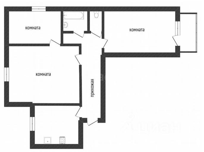 Планировка этой квартиры по данным Циан