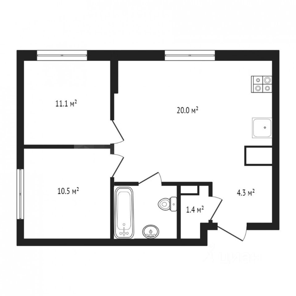 Планировка этой квартиры по данным Циан