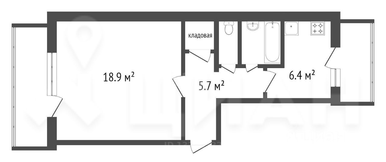 Планировка этой квартиры по данным Циан