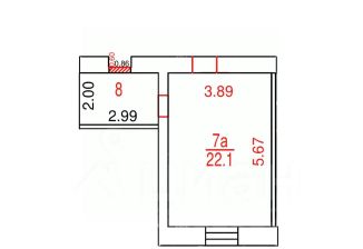 апарт.-студия, 35 м², этаж 1