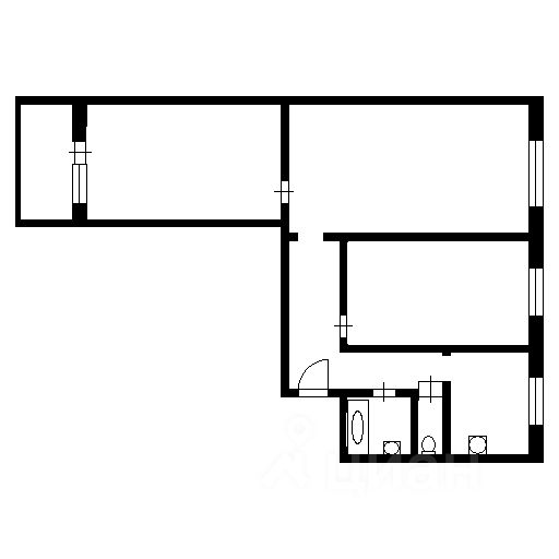 Планировка этой квартиры по данным Циан