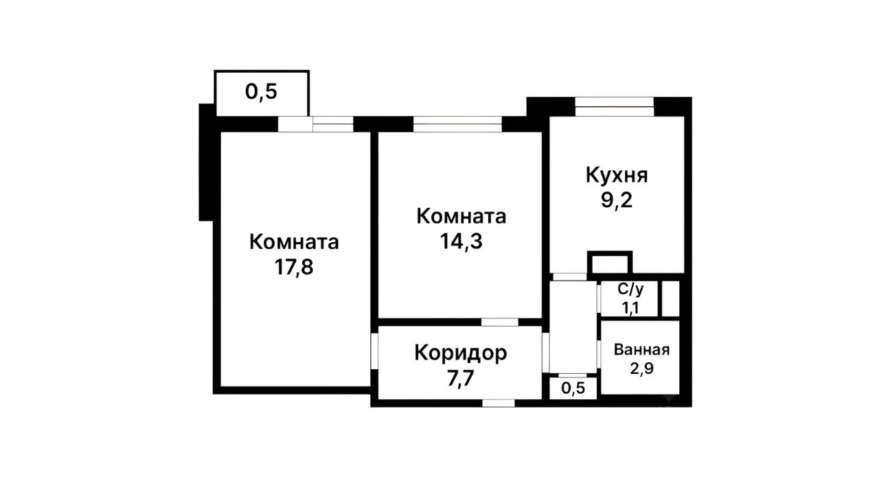 Планировка этой квартиры по данным Циан