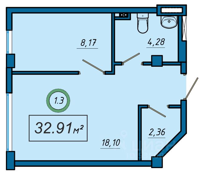 Продается3-комн.квартира,32,91м²