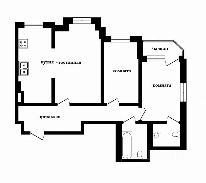 Планировка этой квартиры по данным Циан