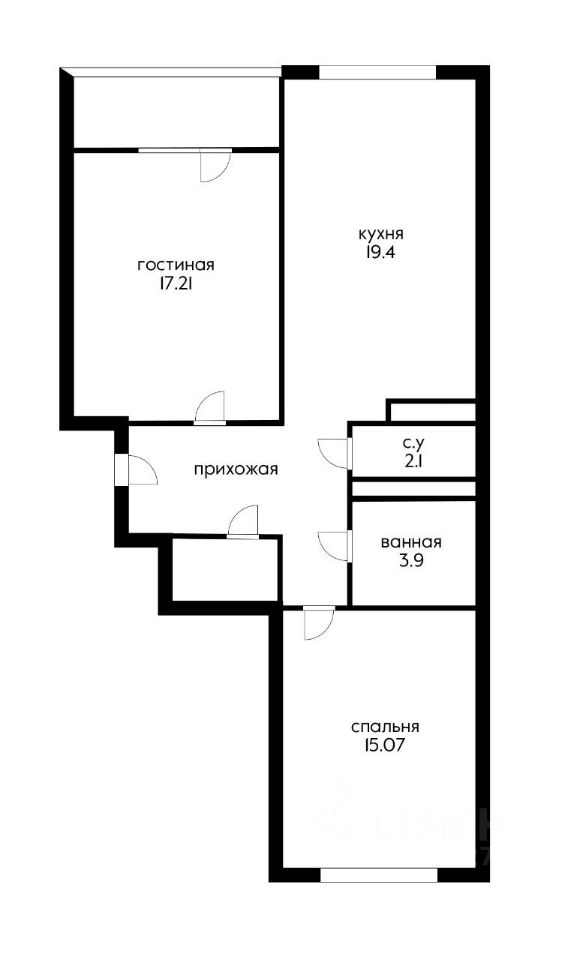 Планировка этой квартиры по данным Циан