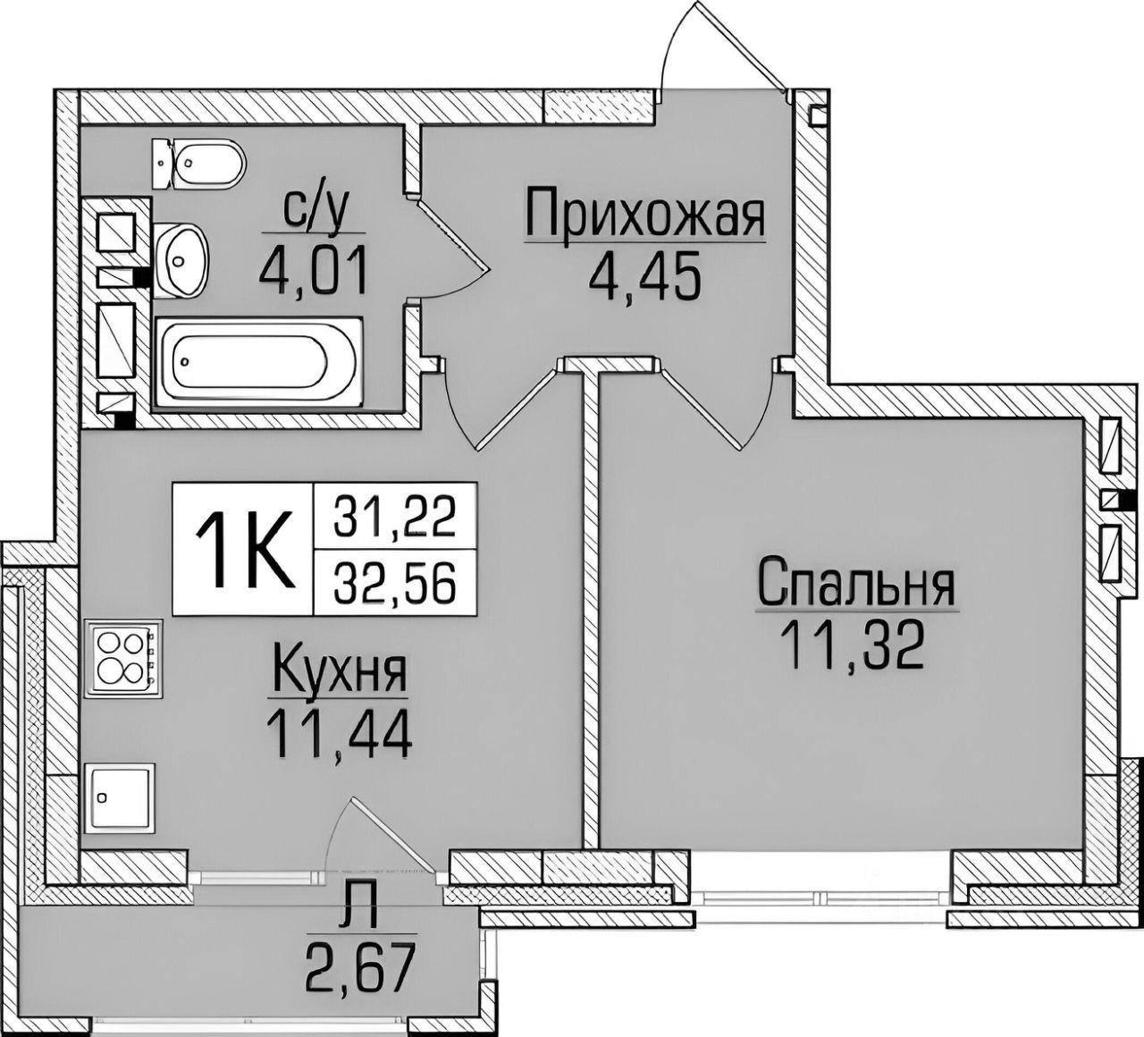 Планировка этой квартиры по данным Циан