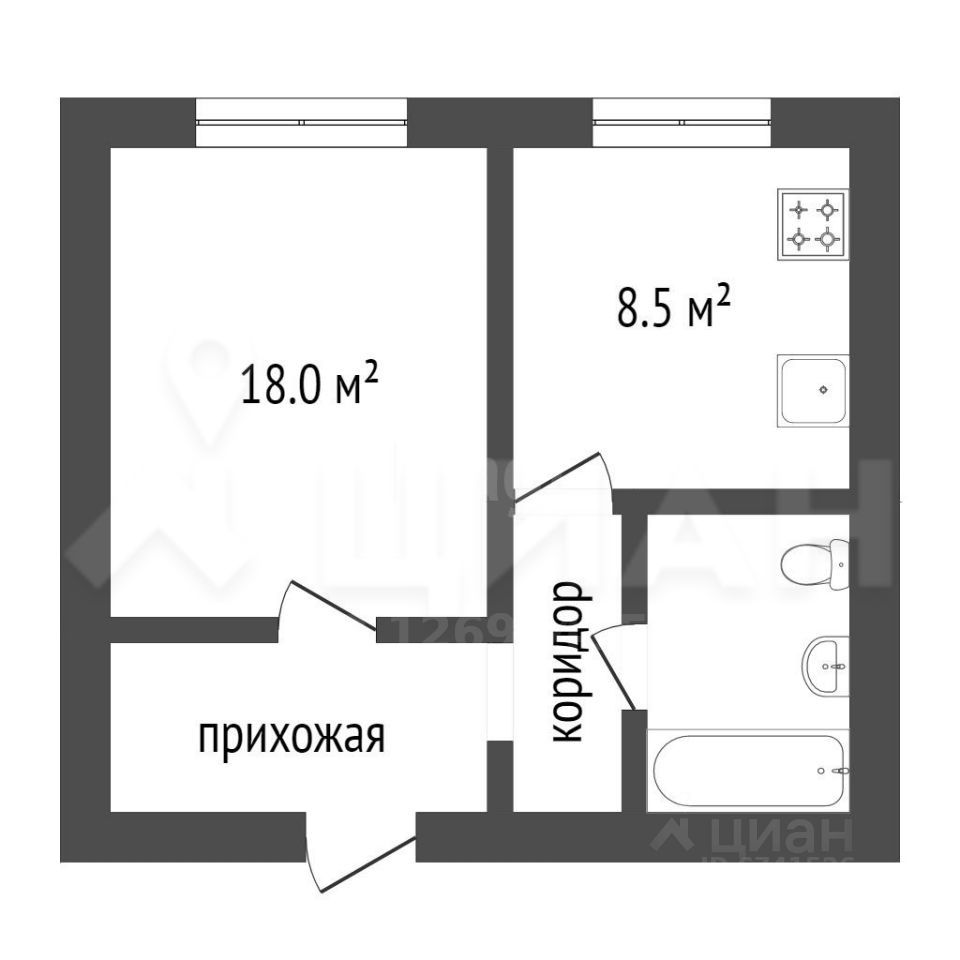 Планировка этой квартиры по данным Циан