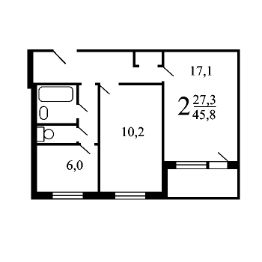 2-комн.кв., 47 м², этаж 4