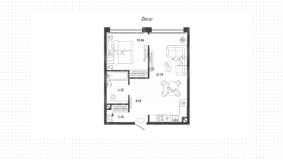 2-комн.кв., 45 м², этаж 7